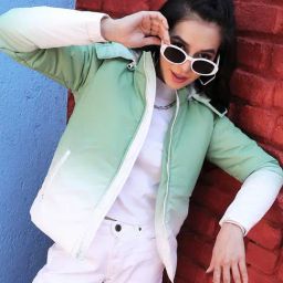 Campus Sutra Green & White Color-Block Puffer Jacket-picture-15