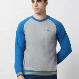 Peter England Grey Cotton Slim Fit Sweatshirt-picture-2