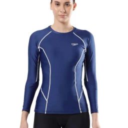 Speedo Blue Self Pattern Swimwear Top-image-12