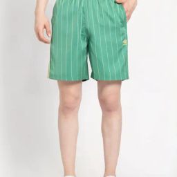 Adidas Originals Green Regular Fit Striped Shorts-16