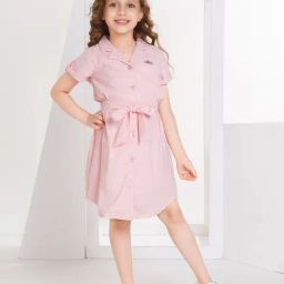 Peppermint Girls Light Pink Solid Shirt Dress-picture-31