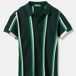 United Colors of Benetton Kids Green Cotton Striped Polo T-Shirt-picture-6