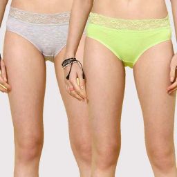 Leading Lady Grey & Green Cotton Brief - Pack of 2-image-3