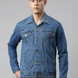 Cinocci Blue Slim Fit Denim Jacket-image-92