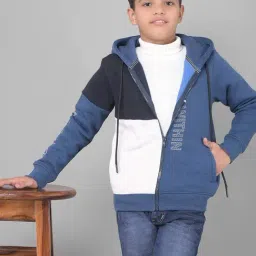 Crimsoune Club Kids Blue & White Color Block Full Sleeves Sweatshirt-image-21