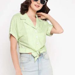 Madame Green Regular Fit Striped Shirt-picture-44