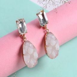 Jewelz White Stone Drops & Danglers Alloy Earring For Girls & Women image 2