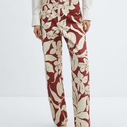 MANGO Women Floral Pure Cotton Trousers-image-34