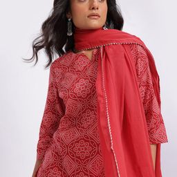 Anouk Bandhani Printed Cotton Kurta with Trousers & With Dupatta-picture-10