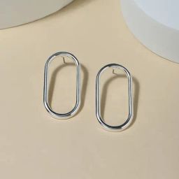 ToniQ Silver Plated Geometric Drop Earrings-19