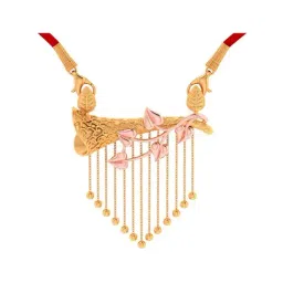 P.C Chandra Jewellers 22k Yellow Gold Ball Drop Necklace with Leaves for Women & Girls-image-4