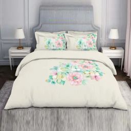 Spaces Vivant Cream 100% Cotton 210 TC Double Bedsheet with 2 Pillow Covers-image-94