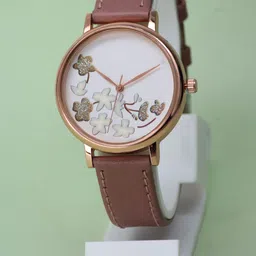 VIRAKTI Women Brass Printed Dial & Leather Straps Analogue Watch G-02-PINK-G-image-83