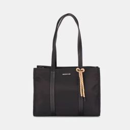 Forever Glam by Pantaloons Black Solid Medium Tote Handbag-11