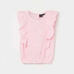 Juniors by Lifestyle Pink Checks Regular Fit Top-image-68
