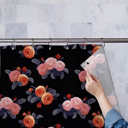 ArtzFolio Black & Pink Printed Water Proof Shower Curtain-image-75