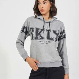 Styli Grey Cotton Printed Hoodie-image-104