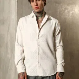 Campus Sutra White Polycotton Regular Fit Printed Shirt-image-93