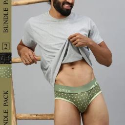 Zoiro White & Blue Regular Fit Printed Briefs - Pack Of 2-image-7