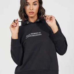 Styli Black Cotton Printed Hoodie-47