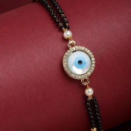 Panash Gold Toned & Black Brass Gold Plated Charm Bracelet-18