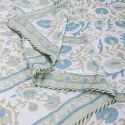 Shahenaz Daffodile Floral Blue Cotton Single Reversible Dohar-image-76