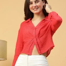 Oxolloxo Red Cotton Regular Fit Shirt-image-90