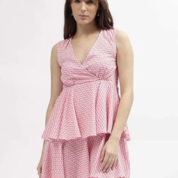 Elle Pink Printed Wrap Dress-image-12