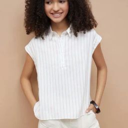 Fame Forever By Lifestyle Off White Regular Fit Striped Top-picture-20