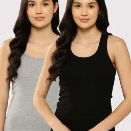 Leading Lady Black & Grey Cotton Tank Top - Pack of 2-image-24