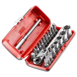 FACOM 1/4inch Standard Socket/Bit Set With Ratchet 6 Point Hex Bit, R1PICO (Set of 23) image 2