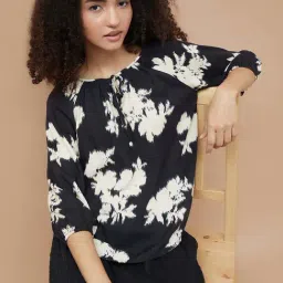 Fame Forever By Lifestyle Black Regular Fit Printed Top-image-33
