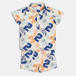 MINI KLUB Boys Printed Short Sleeves Pure Cotton T-shirt With Shorts-image-61