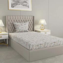 Raymond Home Delight Grey 104 TC Cotton Single Bedsheet with 1 Pillow Cover-image-75