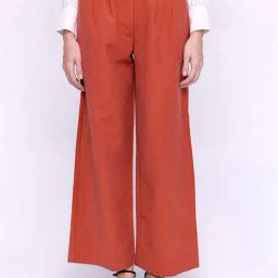 Cover Story Orange Mid Rise Regular Fit Trousers-image-30