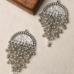 Fida Silver Plated Geometric Dangler Earrings-16
