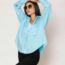 Lounge Dreams Blue Cotton Solid Casual Shirt-image-90