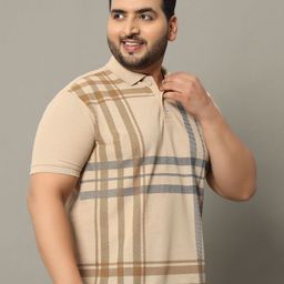 RELANE Men BIGPOLO117 Plus Size Checked Polo Collar Cotton T-shirt-image-68