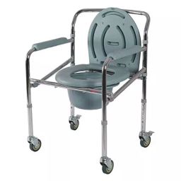icare Chrome Plated Mild Steel Commode Chair with Wheels and Plastic Seat, SWC-PC 230W-picture-19
