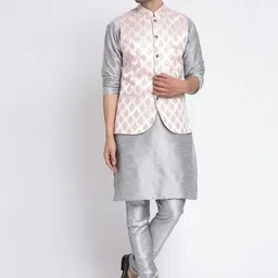 TS LIFESTYLE Men Floral Regular Dupion Silk Kurta with Churidar-image-71