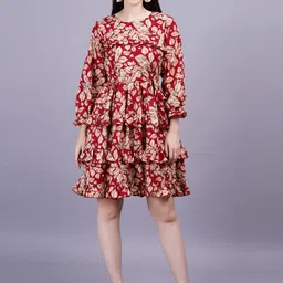 OH MI DIOS Floral Printed Ruffles Detail Fit & Flare Layered Dress-image-24