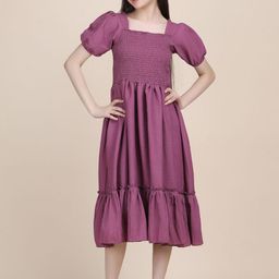 YK Puff Sleeve Crepe Formal Fit & Flare Dress-image-49