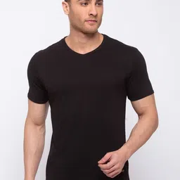 Status Quo Men Solid V-Neck Pure Cotton Slim Fit T-shirt-image-89