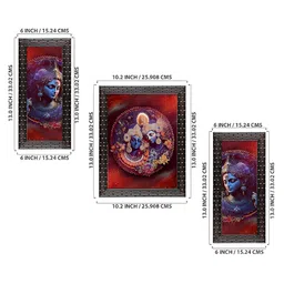 Indianara Maroon & Purple 3 Piece Canvas Religious Wall Paintings-2