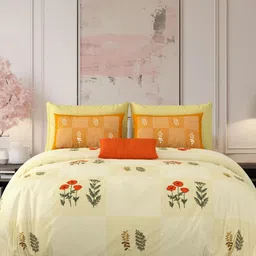 LIVING ROOTS Yellow Floral 210 TC King Bedsheet with 2 Pillow Covers-image-16
