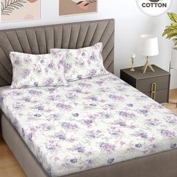 Myntra Elegant Homes Purple Printed 300 TC Pure Cotton King Bedsheet Set 2.50 m X 2.25 m-image-73