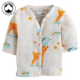 Polka Tots Full Sleeves Deer & Stars Printed Vest - Cream-image-45