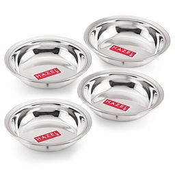 HAZEL Stainless Steel Plate Set Small Bowls Dish For Snacks Breakfast Bowls Pack of  4 - Silver-image-58