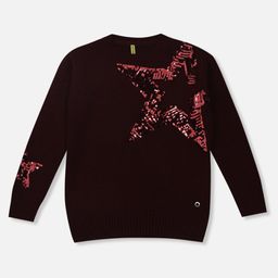 Gini and Jony Cotton Full Sleeves Sweater Star Design - Maroon-image-27