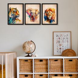 999Store Modern Art Kids Painting For Wall Decor - Colorful Animal Tiger Elephant Lion-image-75